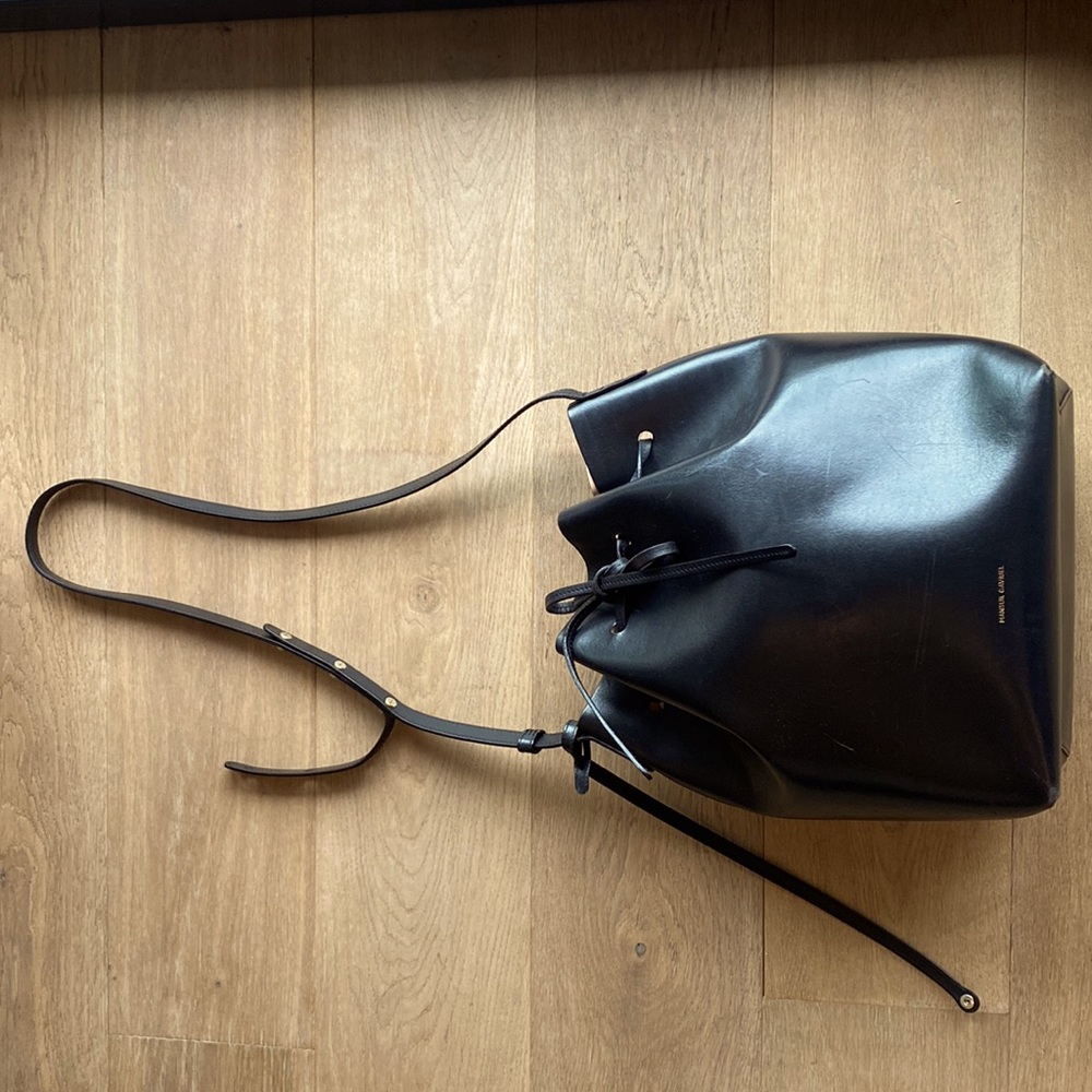 Mansur Gavriel Midnight Black Drawstring Shoulder Bag
